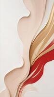an abstract composition of soft red and gold brush strokes on a clean white or beige background, with plenty of space for text. photo
