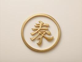 The lucky Chinese character, in a soft gold font, is set on a simple background, with room for text or greetings. photo