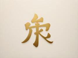 The Chinese character for luck, is depicted in elegant gold on a minimalist background with ample space for added text. photo