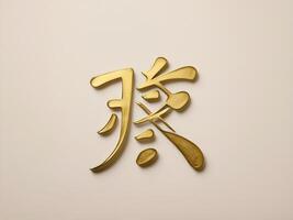 In a delicate gold font, the Chinese character for luck, stands on a plain background, leaving space for text or holiday wishes. photo