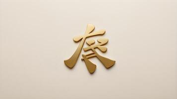 A delicate gold font displays the Chinese character for luck, against a plain background with room for text or holiday messages. photo