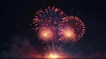 Faintly glowing firework embers fade into the night sky, offering a minimalist color palette with space at the bottom for text. photo