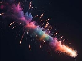 A calm background featuring faint firework embers fading into the night, with minimal color and space for text or branding. photo