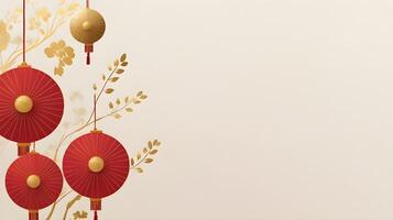 A red and gold banner for Chinese New Year with soft textures and plenty of room for logos or text. photo