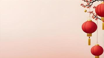 A clean, simple Chinese New Year banner with a red and gold palette, gentle textures, and room for text or logos. photo