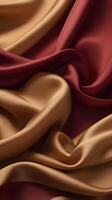 A soft flow of silk in deep red and gold tones evokes a serene atmosphere, leaving plenty of space for adding text. photo