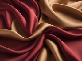 Soft silk fabric moves gracefully with deep red and gold hues, creating a peaceful ambiance and ample space for text. photo