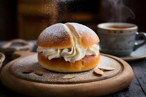 Scandinavian Semla Pastry photo