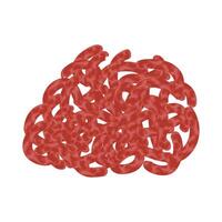 Red dry sausages in flat design. Chicken dry snack, butchery product menu. illustration isolated. vector