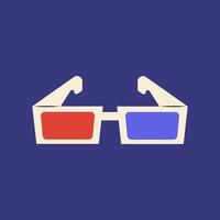 Cinema glasses in flat design. Three-dimensional eyeglass for movie watch. illustration isolated. vector
