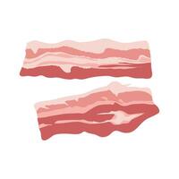 tocino rebanadas en plano diseño. grasa tiras para desayuno, carnicería menú. ilustración aislado. vector