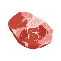 Steak meat in flat design. Raw meat piece with bone, butchery product menu. illustration isolated. vector