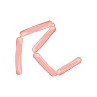 Pink boiled sausages in flat design. Fresh cookery product, butchery menu. illustration isolated. vector