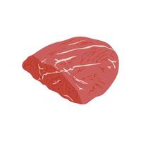 Red beef meat in flat design. Fresh uncooked fillet cut, butchery menu. illustration isolated. vector