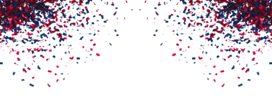 Abstract image of red and blue confetti falling against a white background perfect for festive occasions png