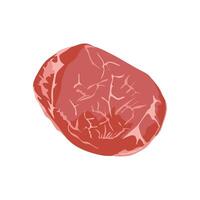 Meat piece in flat design. Red raw pork slice or beef fillet with veins. illustration isolated. vector