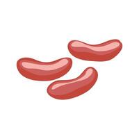Sausages in flat design. Fresh frankfurters for grill, butchery menu. illustration isolated. vector