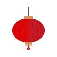 Chinese lantern in flat design. Red new year paper lamp with tassel. illustration isolated. vector