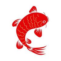 Chinese carp koi in flat design. Traditional oriental red and gold fish. illustration isolated. vector