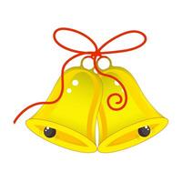 Two bells with a red ribbon on a white background. vector