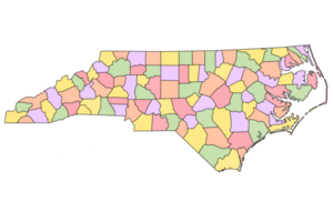 North Carolina administrative map. counties map of North Carolina with color, blank Map, empty map of North Carolina png