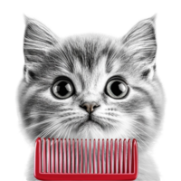 Cat with Comb on Transparent Background png