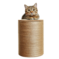 Cat Sitting on a Roll of Twine png
