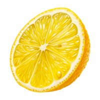 Hyper-Realistic Vibrant Lemon Slice with Juicy Texture and Bright Yellow Color png