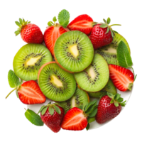 Vibrant Fruit Platter with Sliced Kiwi and Strawberries, Fresh and Juicy png