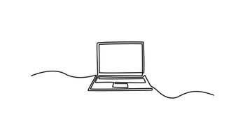 laptop continuous one line drawing technology vector