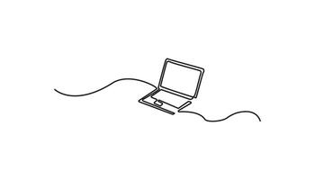 laptop continuous one line drawing gadget illustration vector