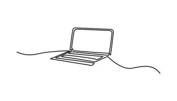 laptop continuous one line drawing vector