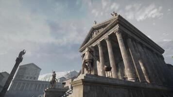 Ancient temple with imposing columns and statues in a historical setting video