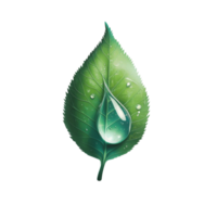 A single dewdrop rests on a green leaf png