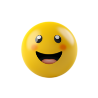 Happy Yellow Emoticon 3D Render Smiling Face Joyful Expression, png