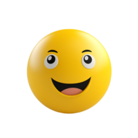 Happy emoticon 3D rendering joyful expression digital art, png