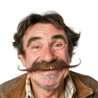 Happy Man with Impressive Mustache Smiling Broadly png