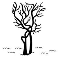 black and white tree in doodle style vector