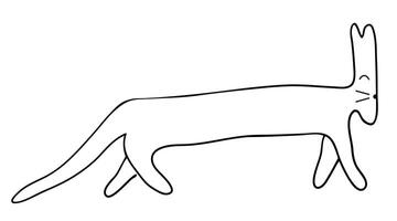 simple cat in line doodle style vector