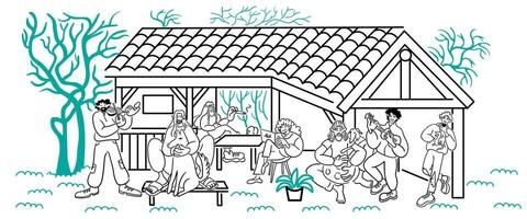 people play instruments in gazebo vector