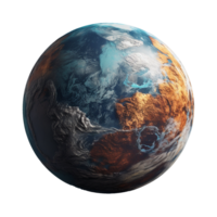 Artistic rendering of Earth showing teal and bronze tones, a futuristic view of our planet png