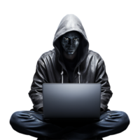 Anonymous Hacker Using Laptop Dark Web Crime Cybersecurity png