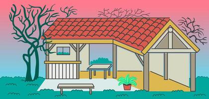 colored gazebo in doodle style with background vector