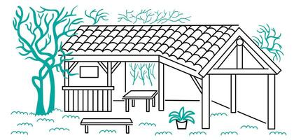 gazebo in line doodle style with background vector