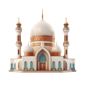 majestätisch Moschee architektonisch Design islamisch Kunst golden Akzente Weiß Kuppeln png