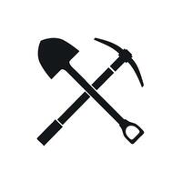 pickaxe and axe icon outline silhouette on white background vector