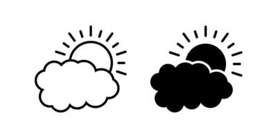 Cloudy icon set. Cloud with sun symbol. Weather sign. for mobile concept and web design. illustration on white background vector