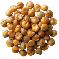 Dried chickpeas scattered on a white surface displaying their rough texture and natural color isolated on transparent background png