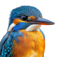 Colorful kingfisher perched and showcasing vibrant plumage in a close-up view isolated on transparent background png