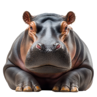 Hippo relaxing peacefully on a rocky surface in a sunlit area at the zoo isolated on transparent background png